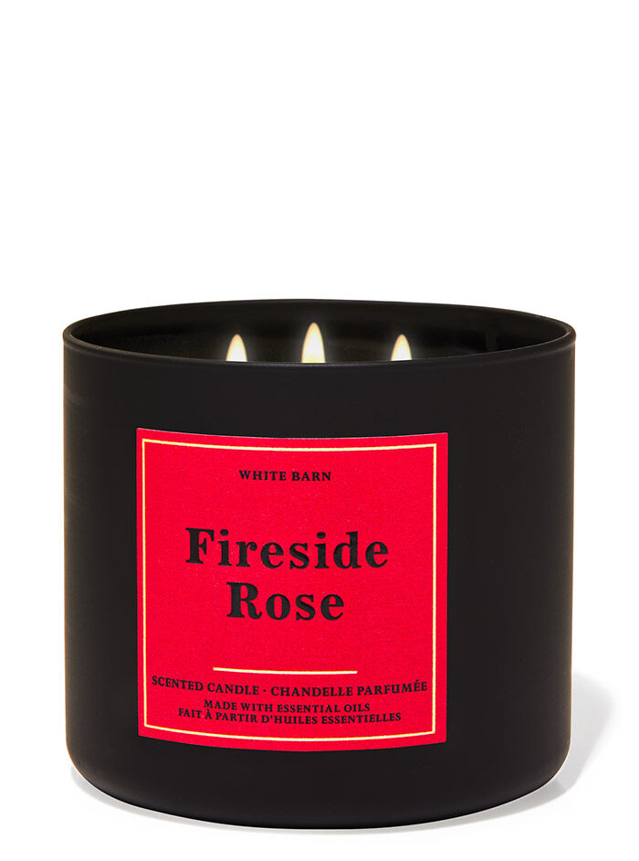 Fireside Rose profumazione ambiente candele candela a tre stoppini Bath & Body Works