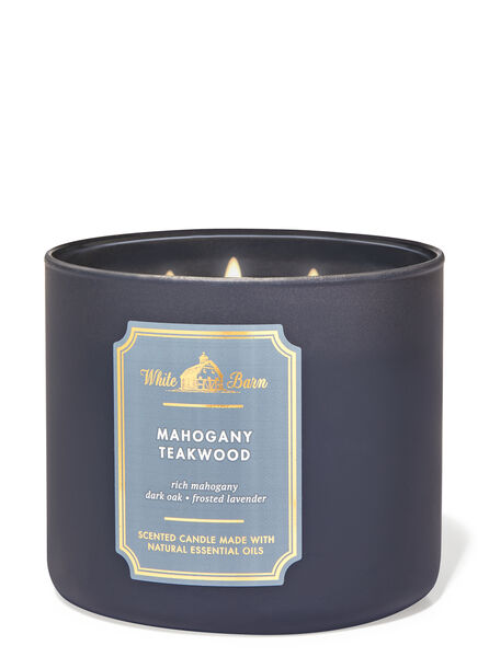 Mahogany Teakwood profumazione ambiente candele candela a tre stoppini Bath & Body Works