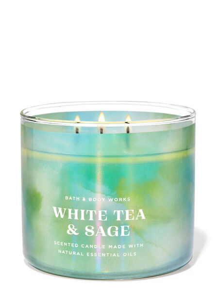 White Tea &amp; Sage profumazione ambiente candele candela a tre stoppini Bath & Body Works