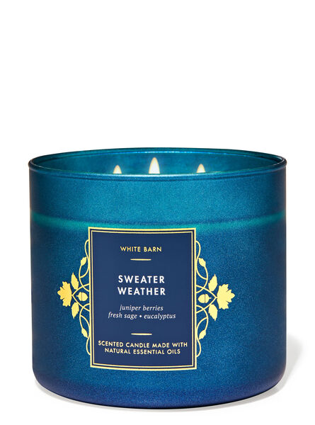 Sweater Weather home fragrance featured white barn collection Bath & Body Works