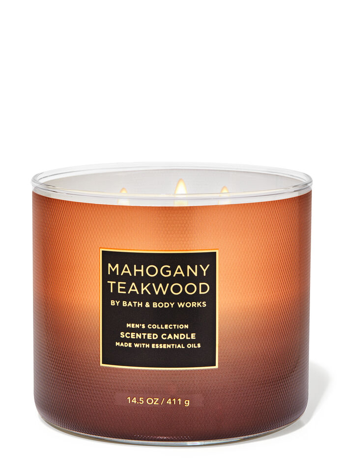 Mahogany Teakwood fragranza Candela a 3 stoppini