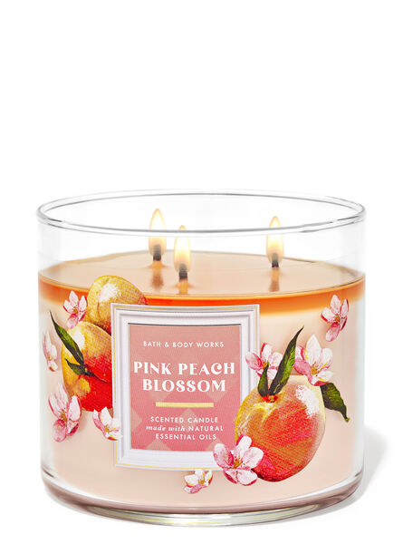 Pink Peach Blossom home fragrance candles 3-wick candles Bath & Body Works