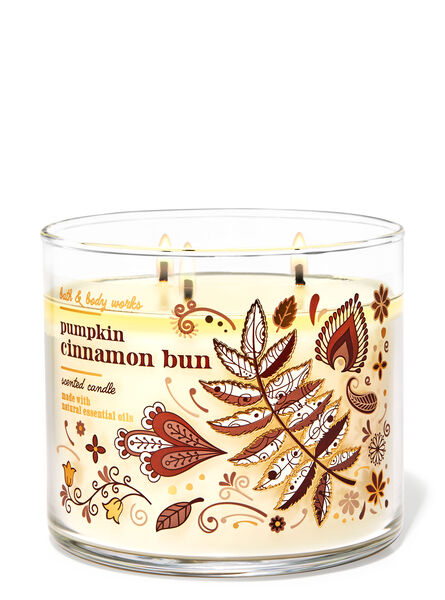 Pumpkin Cinnamon Bun profumazione ambiente candele candela a tre stoppini Bath & Body Works