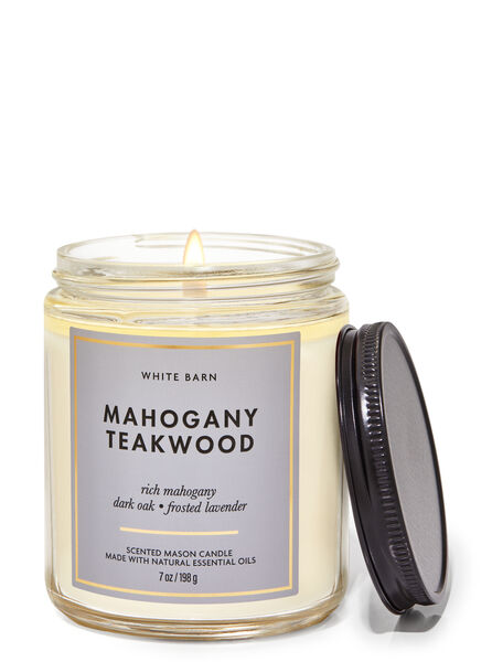 Mahogany Teakwood profumazione ambiente candele candela a uno stoppino Bath & Body Works