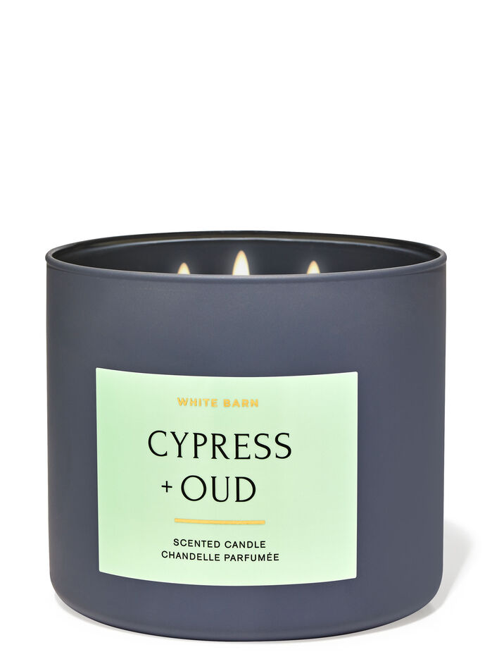 Cyrpess & Oud profumazione ambiente candele candela a tre stoppini Bath & Body Works