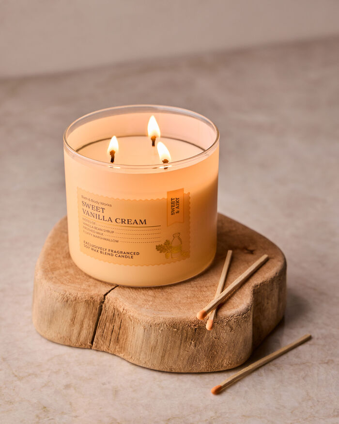 Sweet Vanilla Cream Candele/Tutte le Candele/Candela a Tre Stoppini Bath & Body Works
