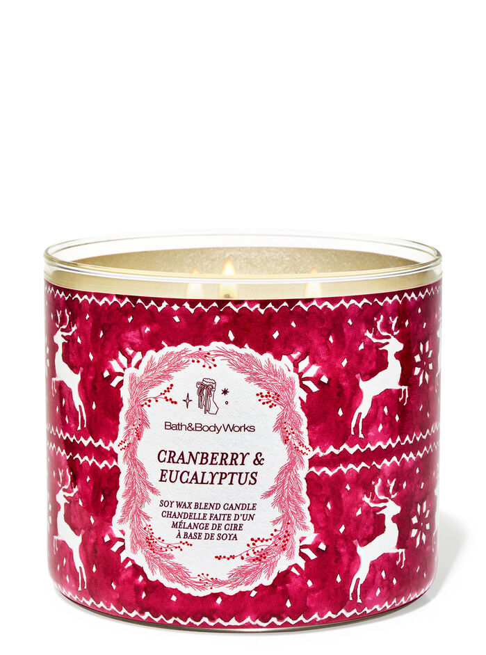 Cranberry & Eucalyptus Candele/Tutte le Candele/Candela a Tre Stoppini Bath & Body Works
