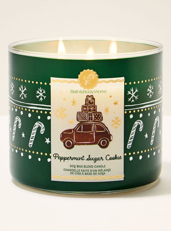 Peppermint Sugar Cookie Candele/Tutte le Candele/Candela a Tre Stoppini Bath & Body Works