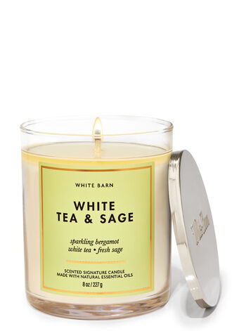White Tea & Sage fragrance Signature Single Wick Candle