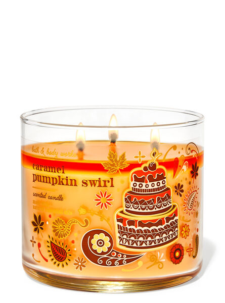 Caramel Pumpkin Swirl profumazione ambiente candele candela a tre stoppini Bath & Body Works