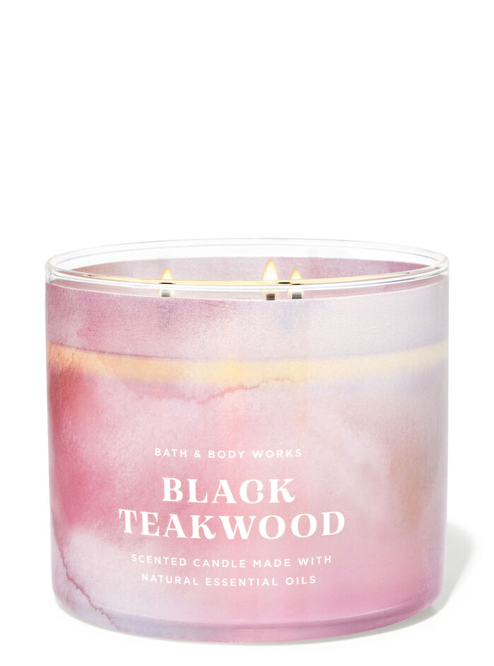 Black Teakwood home fragrance candles 3-wick candles Bath & Body Works