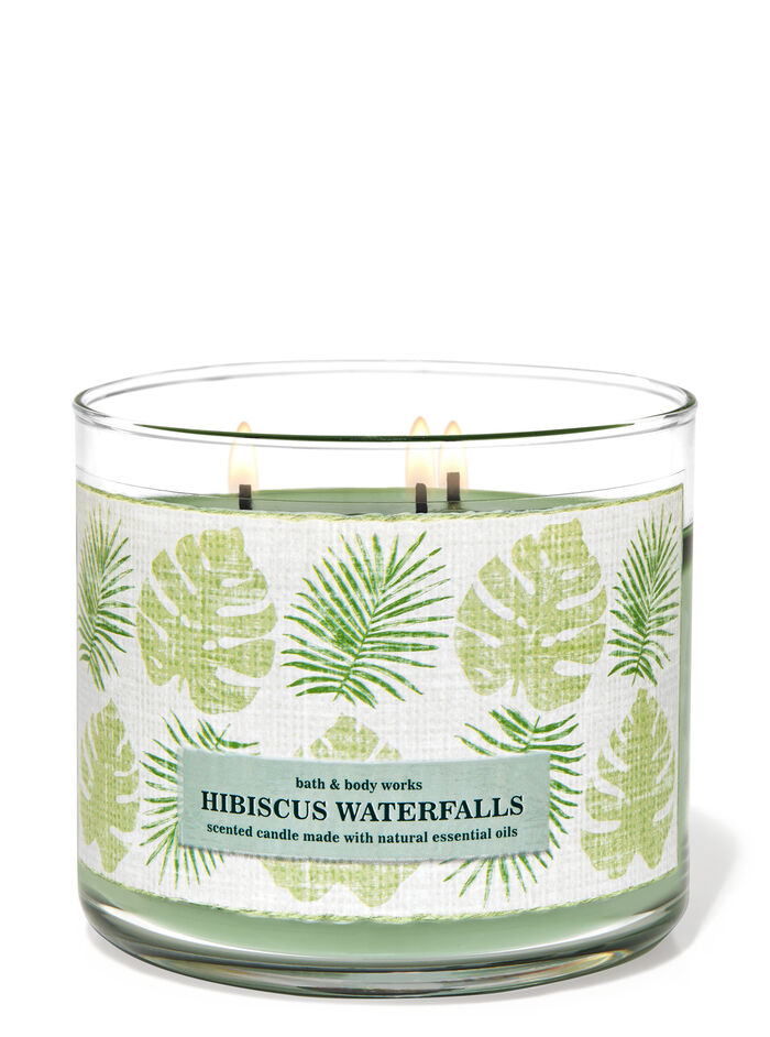 Hibiscus Waterfalls home fragrance candles 3-wick candles Bath & Body Works