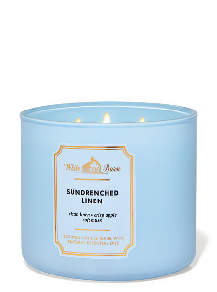 Sun-Drenched Linen profumazione ambiente candele candela a tre stoppini Bath & Body Works