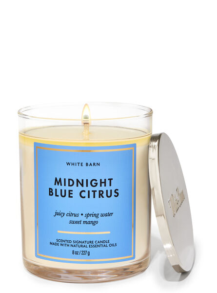 Midnight Blue Citrus home fragrance featured white barn collection Bath & Body Works