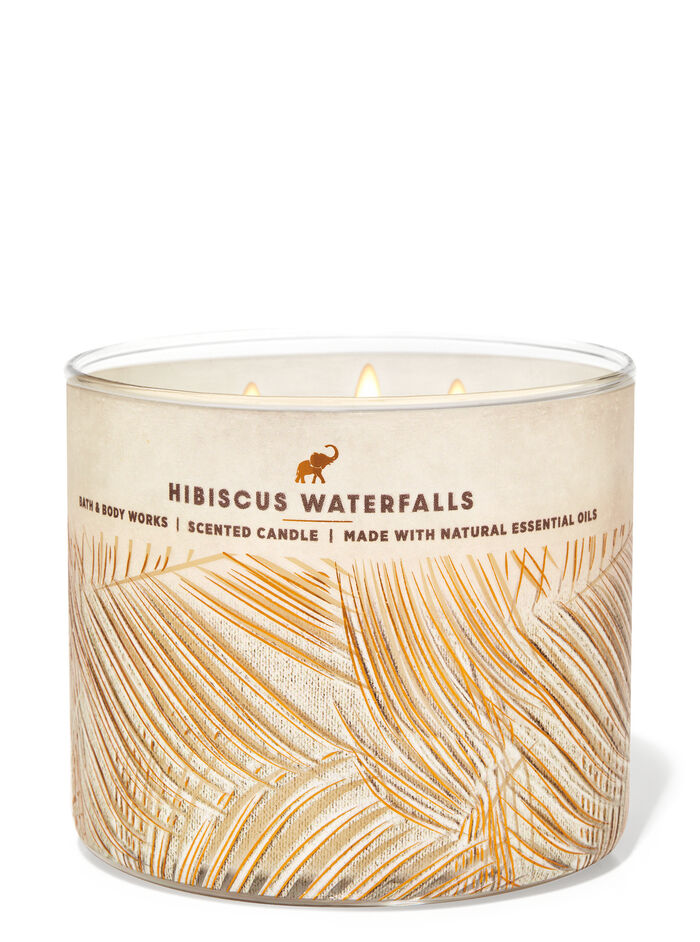 Hibiscus Waterfalls profumazione ambiente candele candela a tre stoppini Bath & Body Works