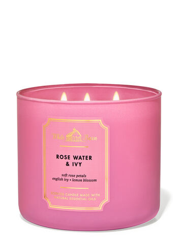 Rose Water & Ivy profumazione ambiente candele candela a tre stoppini Bath & Body Works1