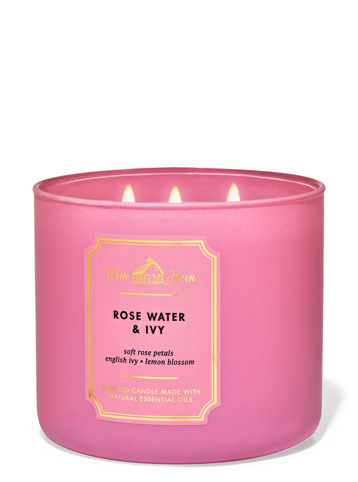 Rose Water & Ivy profumazione ambiente candele candela a tre stoppini Bath & Body Works