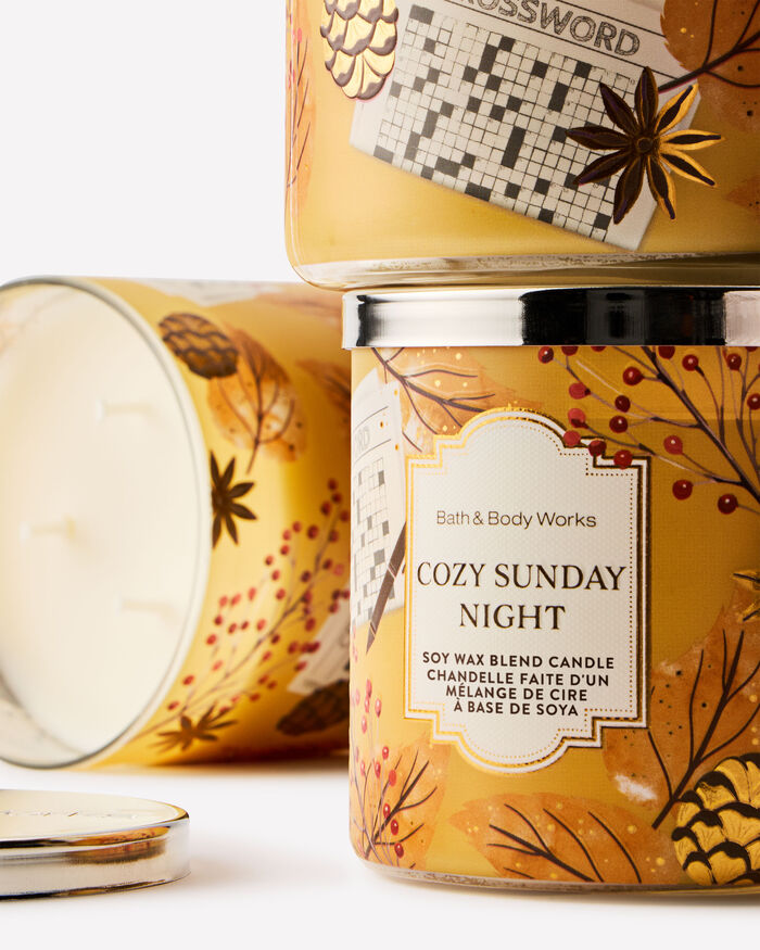 Cozy Sunday Night CANDELE/Tutte le Candele/Candela a Tre Stoppini Bath & Body Works