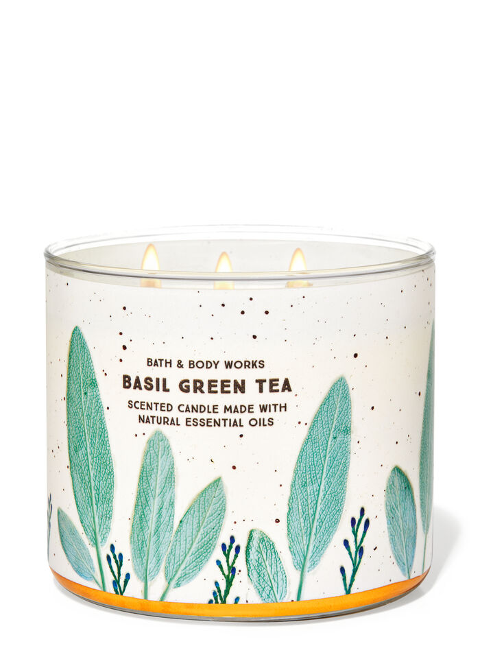 Basil Green Tea fragranza Candela a 3 stoppini