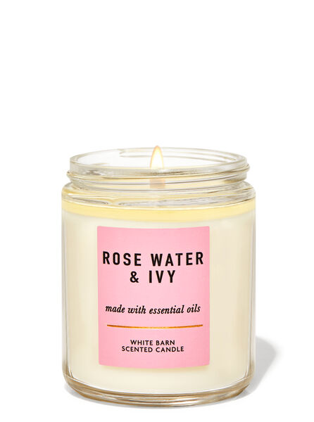 Rose Water & Ivy fragranza Single Wick Candle