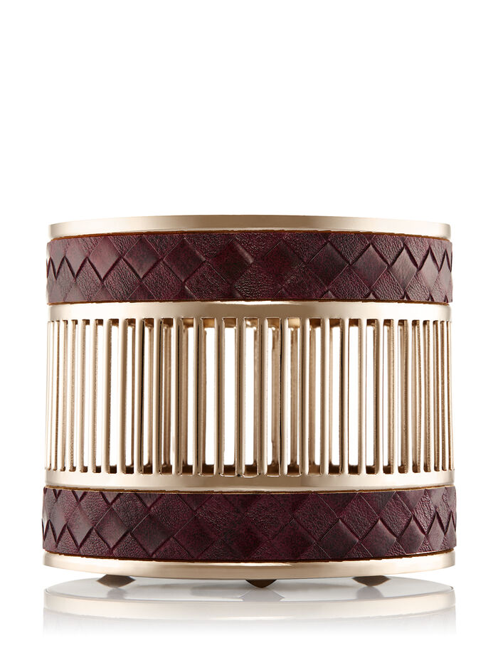 Woven Vegan Leather fragranza 3-Wick Candle Holder