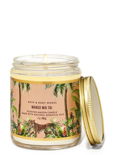 Mango Mai Tai fragrance Mason Single Wick Candle