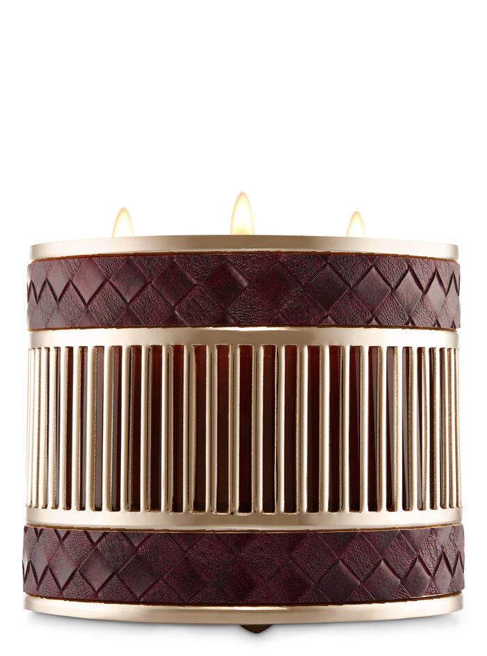 Woven Vegan Leather fragranza 3-Wick Candle Holder