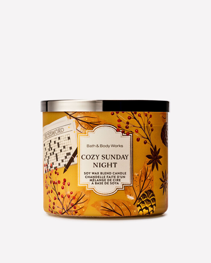 Cozy Sunday Night CANDELE/Tutte le Candele/Candela a Tre Stoppini Bath & Body Works