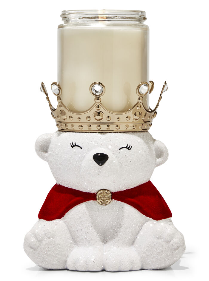 Single Wick Candle Holder Royal Polar Bear Pedestal Bath & Body Works
