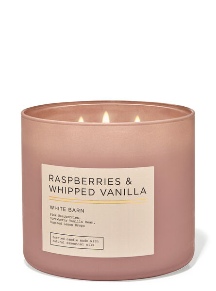 Raspberries & Whipped Vanilla home fragrance featured white barn collection Bath & Body Works