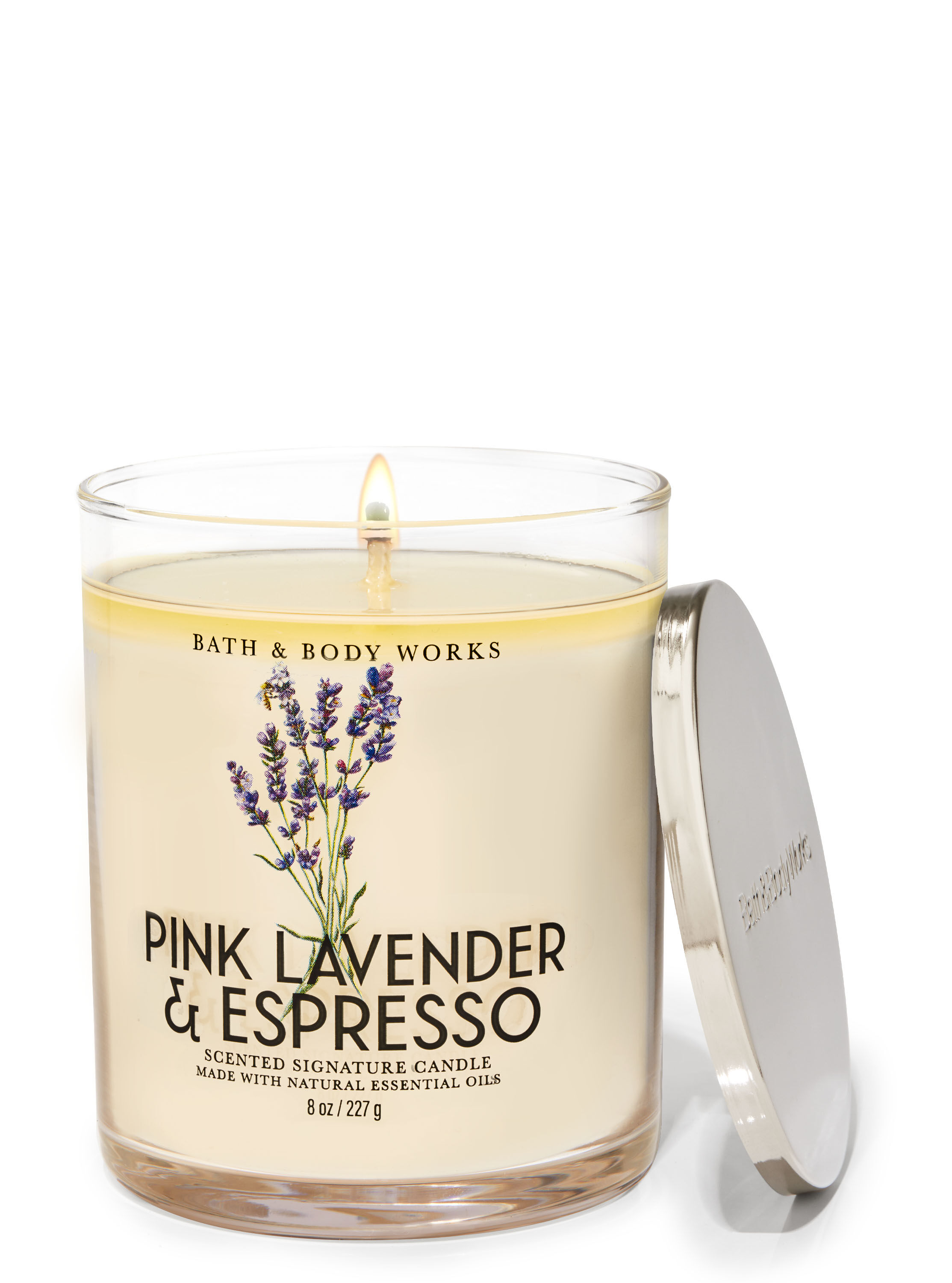 Signature Single Wick Candle Pink Lavender & Espresso | Bath