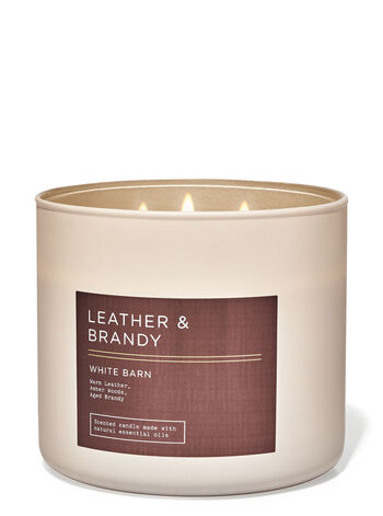 Leather &amp; Brandy profumazione ambiente in evidenza white barn Bath & Body Works1