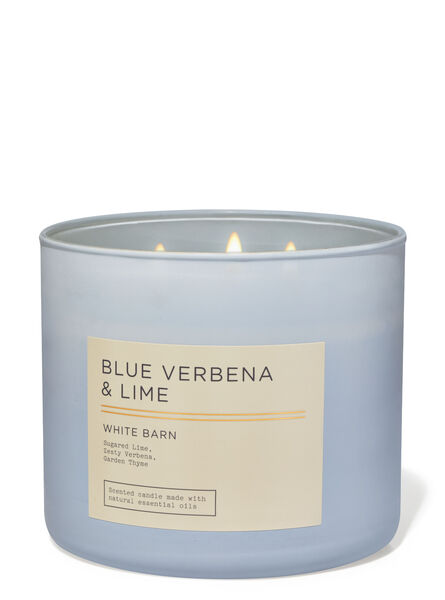 Blue Verbena &amp; Lime home fragrance featured white barn collection Bath & Body Works