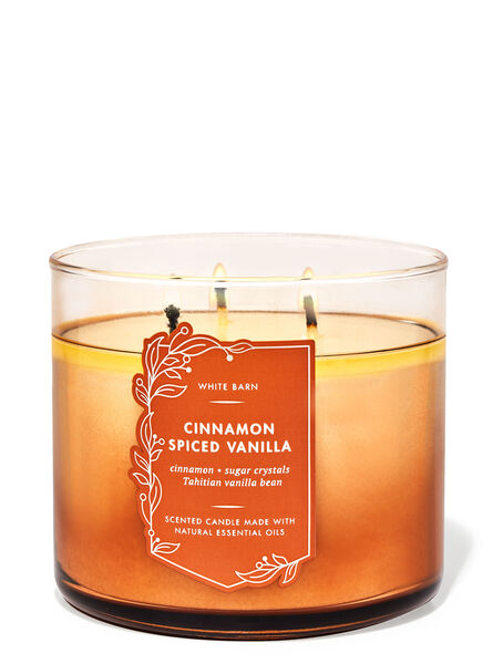 Cinnamon Spiced Vanilla home fragrance featured white barn collection Bath & Body Works