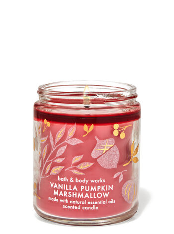 Single Wick Candle Vanilla Pumpkin Marshmallow Bath Body Works