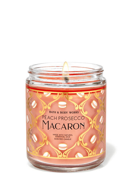 Peach Prosecco Macaron fragranza Candela a 1 stoppino
