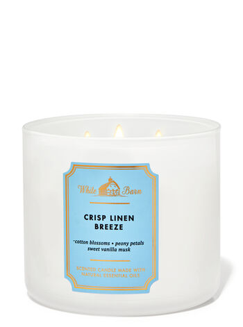 Crisp Linen Breeze fragranza Candela a 3 stoppini