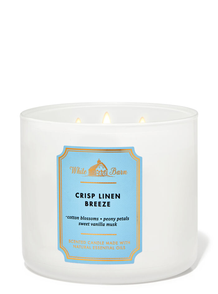 Crisp Linen Breeze fragranza Candela a 3 stoppini