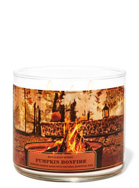 Pumpkin Bonfire profumazione ambiente candele candela a tre stoppini Bath & Body Works