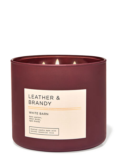 Leather &amp; Brandy home fragrance featured white barn collection Bath & Body Works