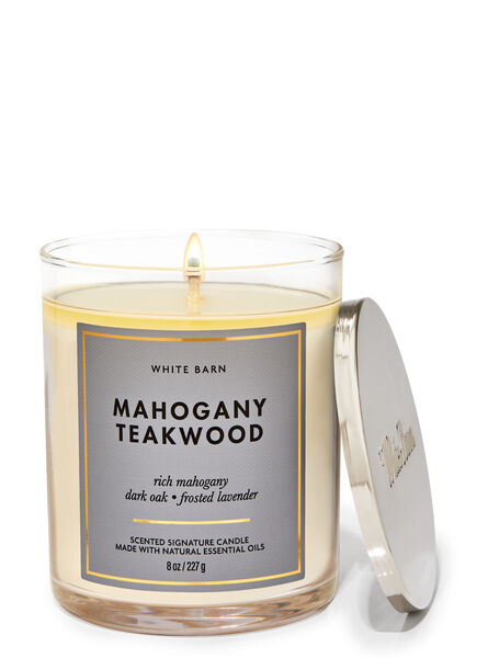 Mahogany Teakwood profumazione ambiente candele candela a uno stoppino Bath & Body Works