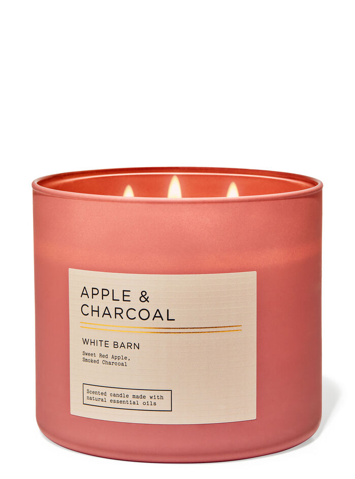 Apple &amp; Charcoal home fragrance featured white barn collection Bath & Body Works