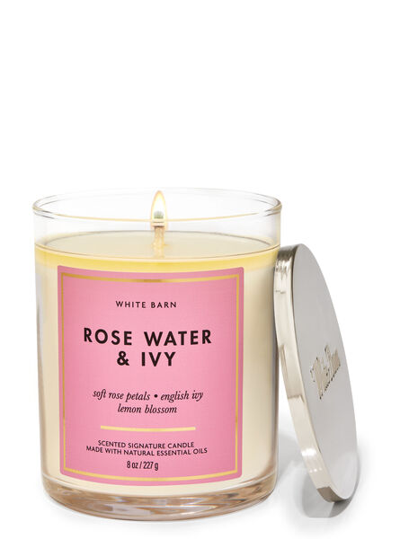 Rose Water &amp; Ivy home fragrance featured white barn collection Bath & Body Works