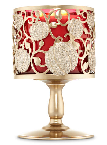 Shimmering Pumpkin Pedestal fragranza 3-Wick Candle Holder