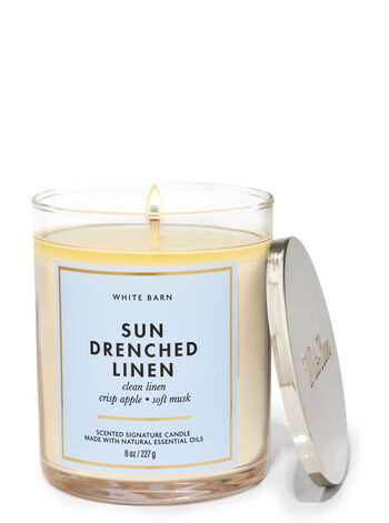 Sun-drenched Linen home fragrance featured white barn collection Bath & Body Works1