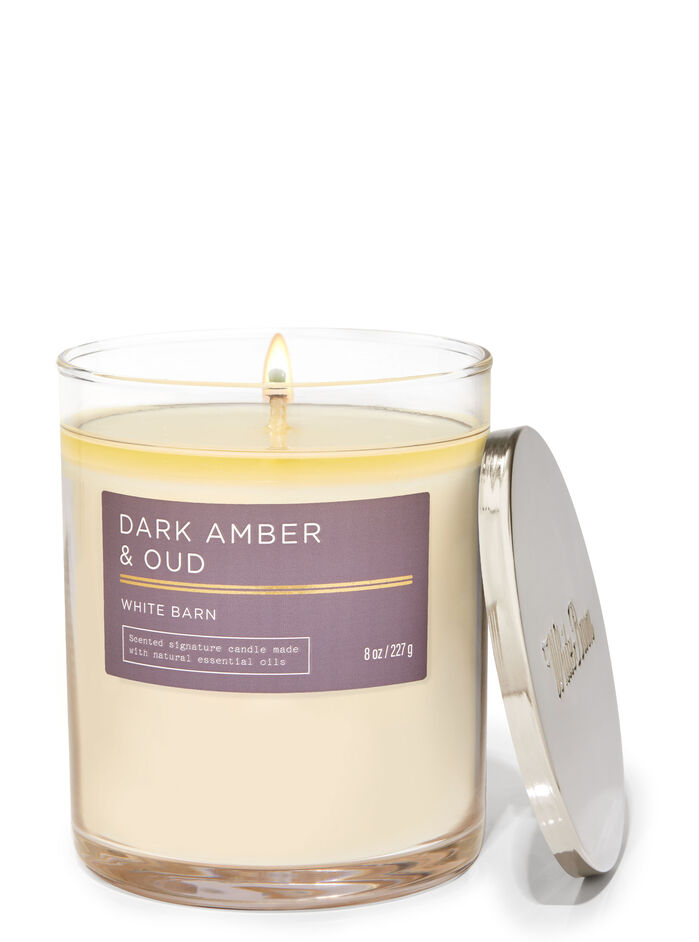Dark Amber & Oud fragrance Signature Single Wick Candle