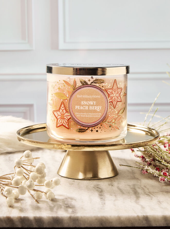 Snowy Peach Berry Candele/Tutte le Candele/Candela a Tre Stoppini Bath & Body Works