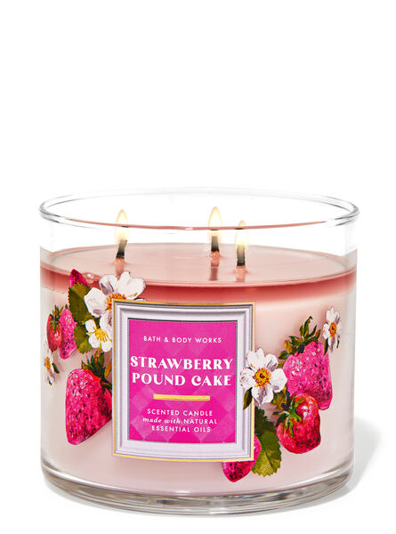 Strawberry Pound Cake home fragrance candles 3-wick candles Bath & Body Works