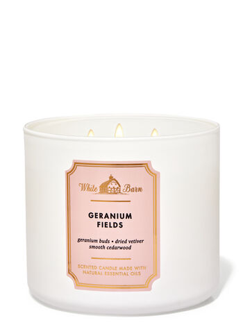 Geranium Fields home fragrance candles 3-wick candles Bath & Body Works1
