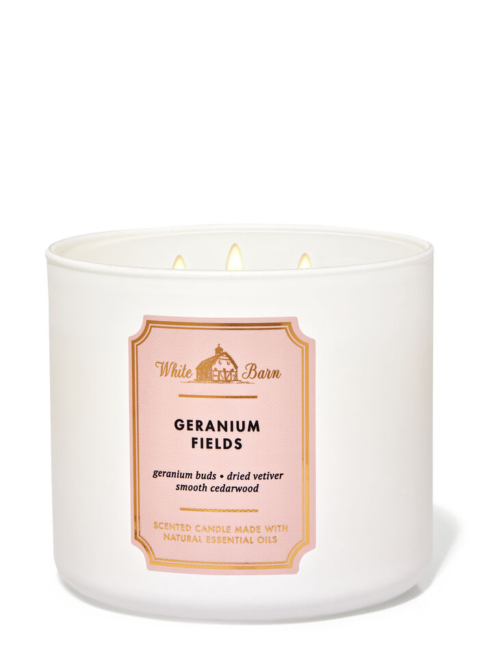 Geranium Fields home fragrance candles 3-wick candles Bath & Body Works